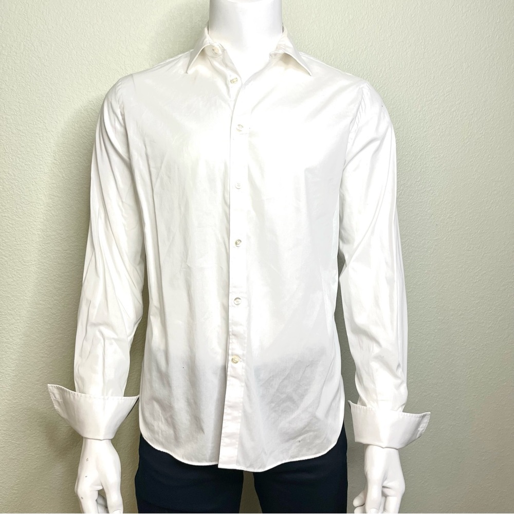 MICHAEL KORS white slim-fit French cuff shirt